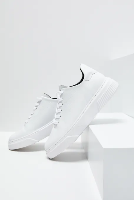 Skórzane białe buty sportowe biały Skórzane białe buty sportowe biały