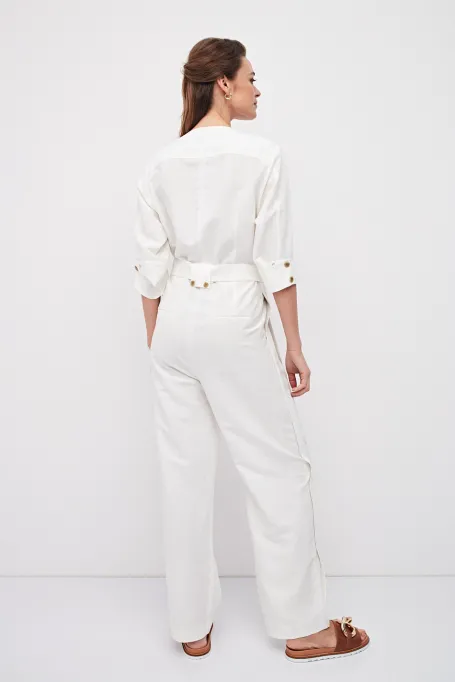 Biały kombinezon z lnem Biały kombinezon z lnem