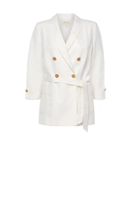 Lniany żakiet dwurzędowy do garnituru