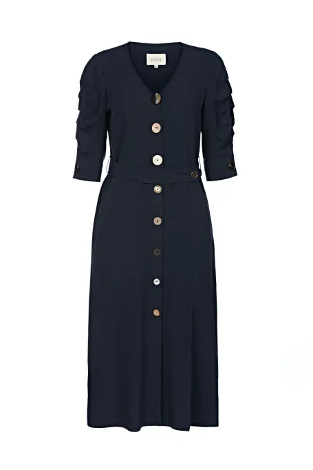 Sukienka z dekoltem w szpic granatowy