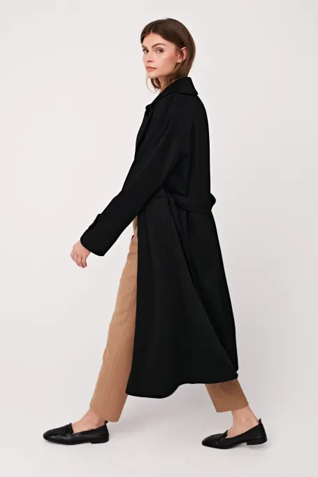 Czarny płaszcz z kaszmiru luxury line Czarny płaszcz z kaszmiru luxury line