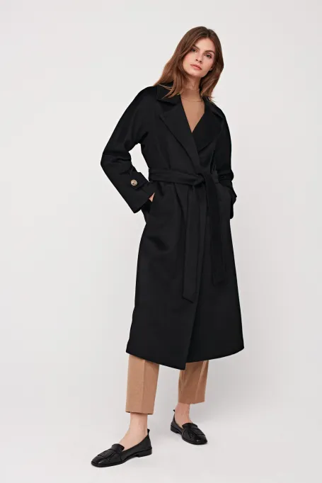 Czarny płaszcz z kaszmiru luxury line