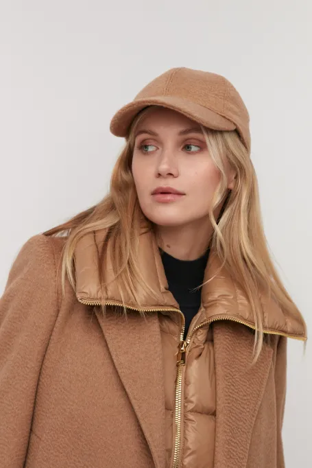 Czapka z daszkiem z wełny wielbłądziej luxury line camelowy