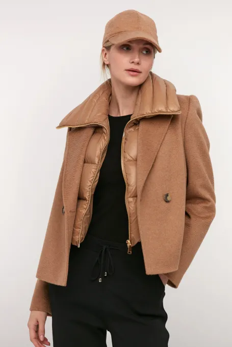 Wełniana kurtka camel 100% wełna wielbłądzia