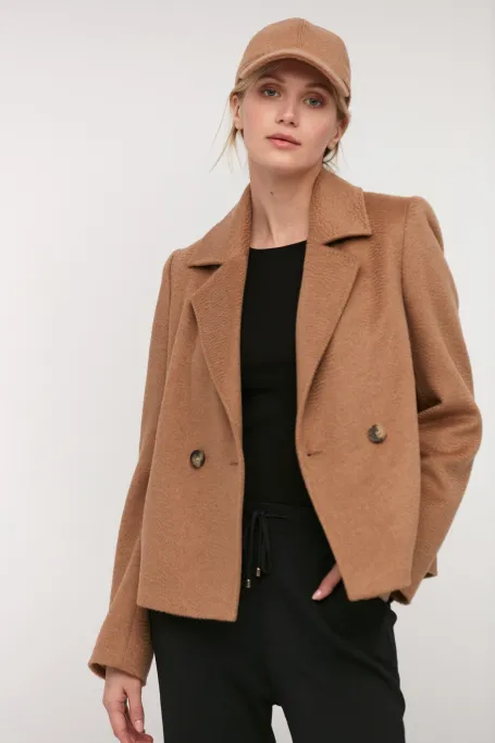 Wełniana kurtka camel 100% wełna wielbłądzia