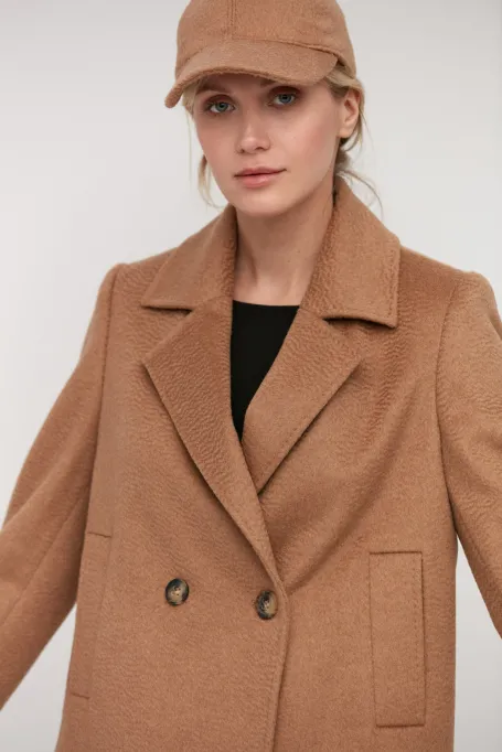 Wełniana kurtka camel 100% wełna wielbłądzia