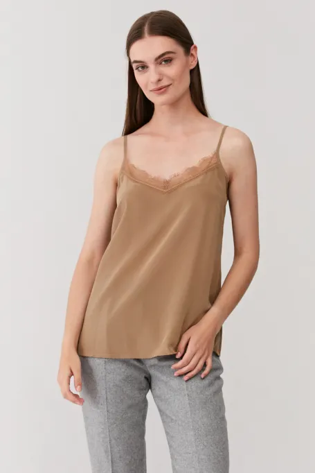 Jedwabny top luxury line beż
