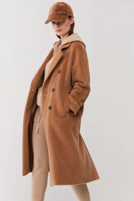 Wełniany płaszcz camel alpaka luxury line Wełniany płaszcz camel alpaka luxury line