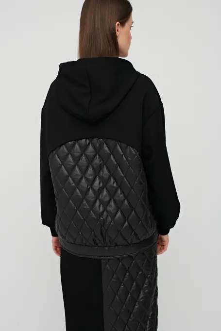 Pikowana bluza z kapturem czarny