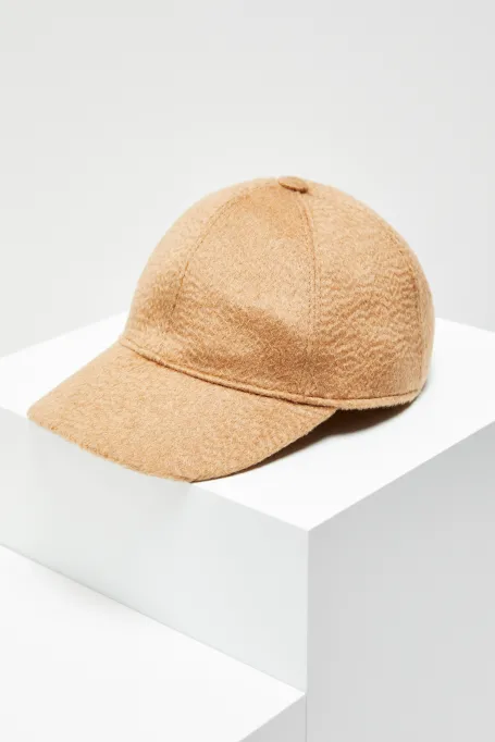 Czapka z daszkiem z wełny wielbłądziej luxury line camelowy