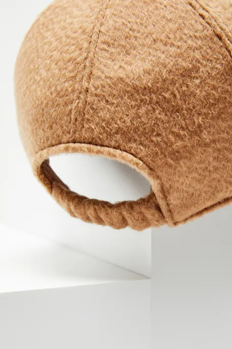 Czapka z daszkiem z wełny wielbłądziej luxury line camelowy