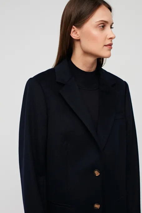 Granatowy płaszcz 100% wełna dyplomatka