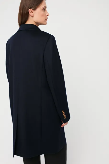 Granatowy płaszcz 100% wełna dyplomatka