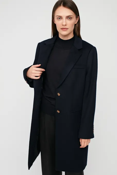 Granatowy płaszcz 100% wełna dyplomatka