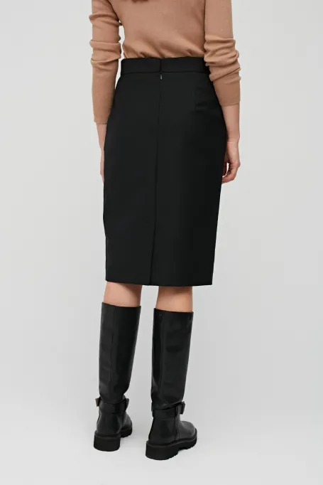 Czarna spódnica do garnituru z wełną dziewiczą
