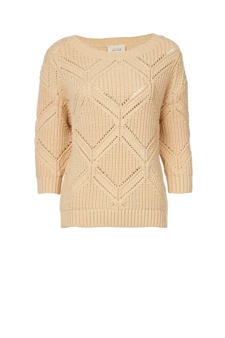 Sweter z ozdobnym splotem beż