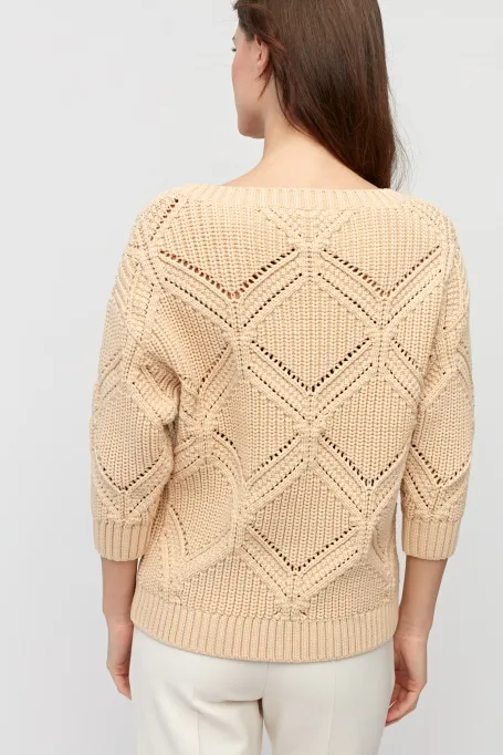 Sweter z ozdobnym splotem beż