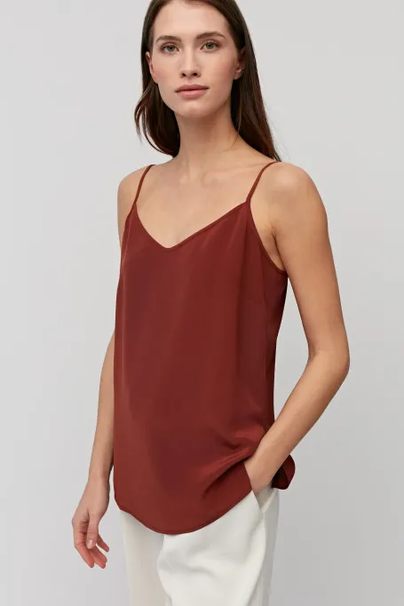 Top z jedwabiu luxury line pomarańczowy