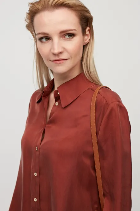 Koszula z cupro pomarańczowy Koszula z cupro pomarańczowy