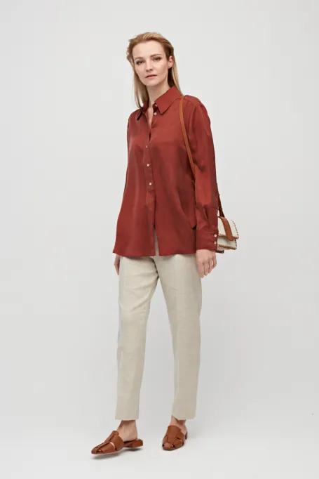 Koszula z cupro pomarańczowy Koszula z cupro pomarańczowy