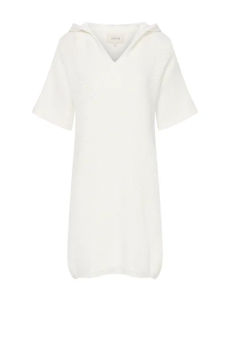 Tunika dzianinowa z kapturem biały