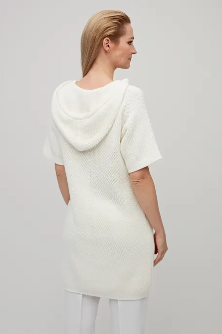 Tunika dzianinowa z kapturem biały