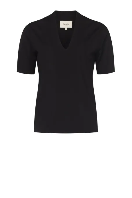 Czarna bluzka z wełną dekolt v