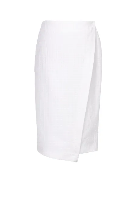 Biała spódnica kopertowa z bawełny