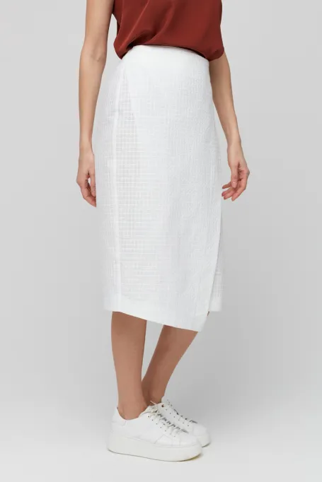 Biała spódnica kopertowa z bawełny