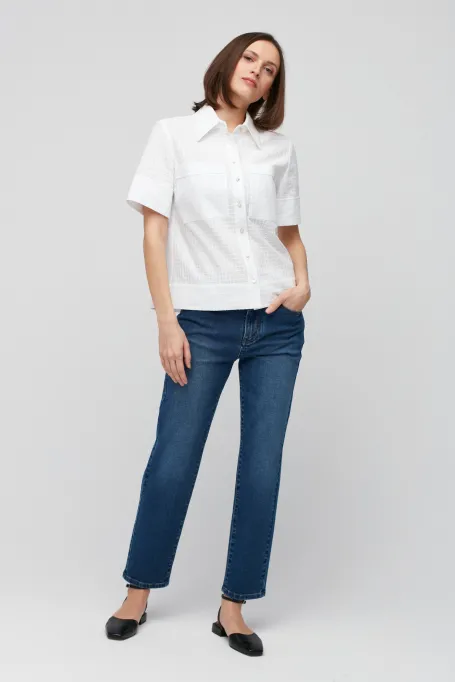 Biała bawełniana koszula z krótkim rękawem