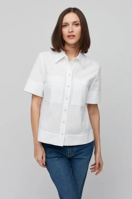 Biała bawełniana koszula z krótkim rękawem