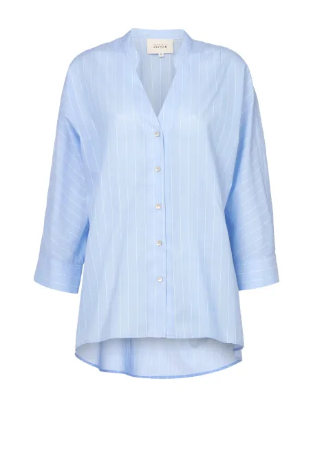 Błękitna bawełniana koszula w paski