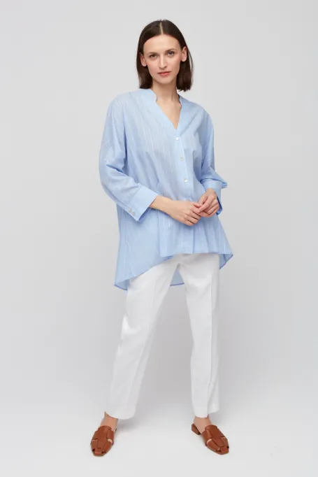 Błękitna bawełniana koszula w paski