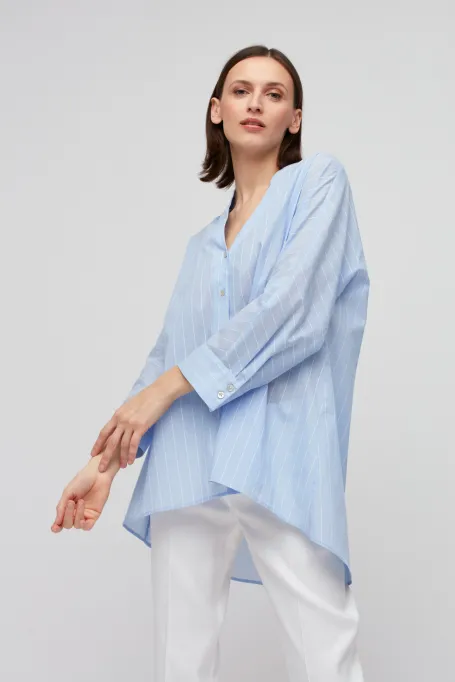 Błękitna bawełniana koszula w paski