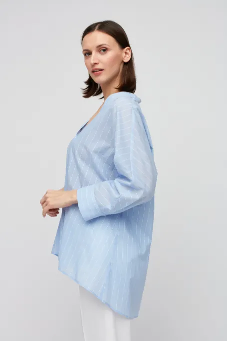 Błękitna bawełniana koszula w paski