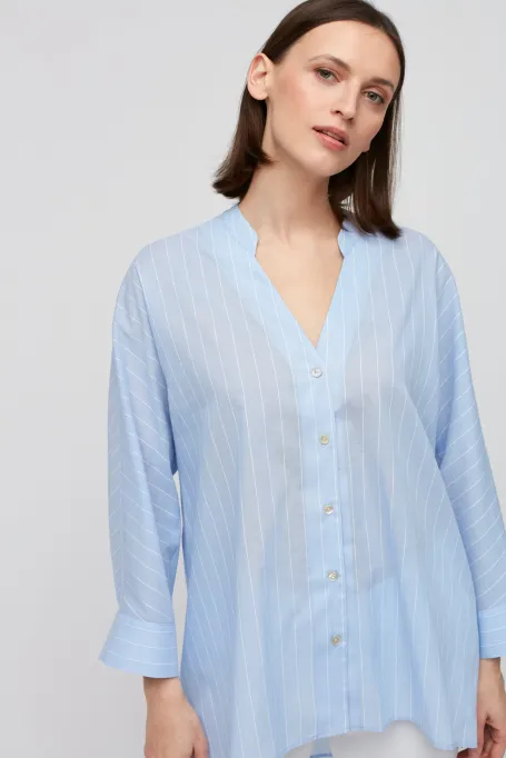 Błękitna bawełniana koszula w paski