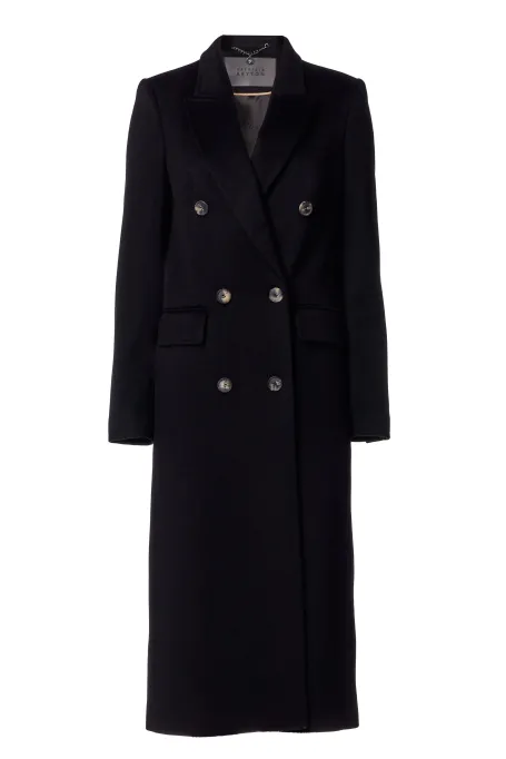 Czarny wełniany płaszcz z kaszmiru