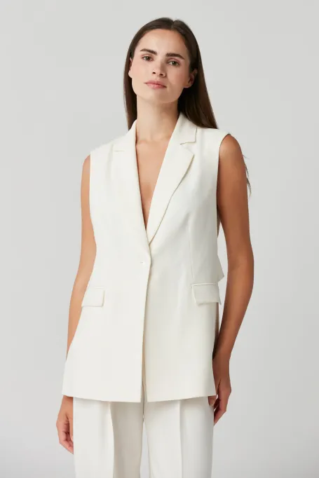 Biała damska kamizelka garniturowa - Patrizia Aryton
