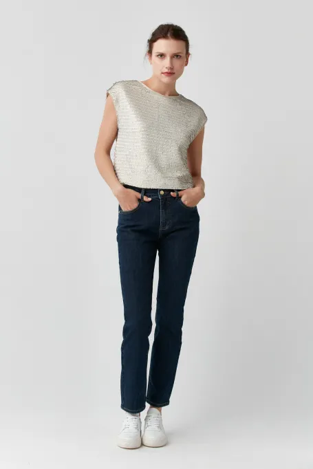 Bluzka z cekinami beż Bluzka z cekinami beż