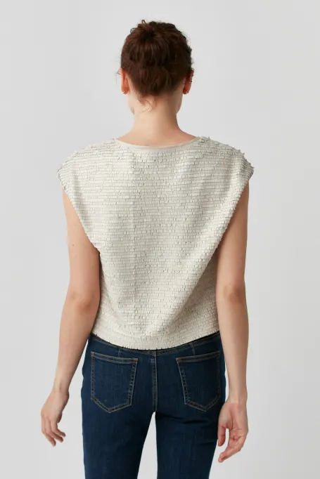 Bluzka z cekinami beż Bluzka z cekinami beż