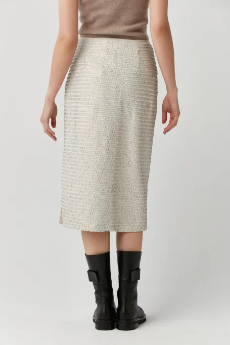 Spódnica z cekinami beż