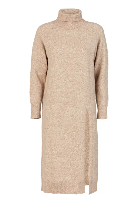 Dzianinowa tunika z wełną alpaki golf beż