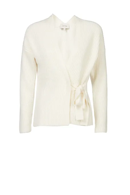 Biały kardigan wełna merynosowa