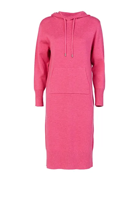 Sukienka z kapturem z wełną merynosową różowy