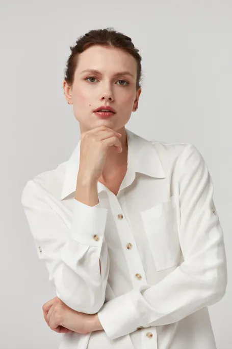 Biała bluzka z lyocellu Biała bluzka z lyocellu