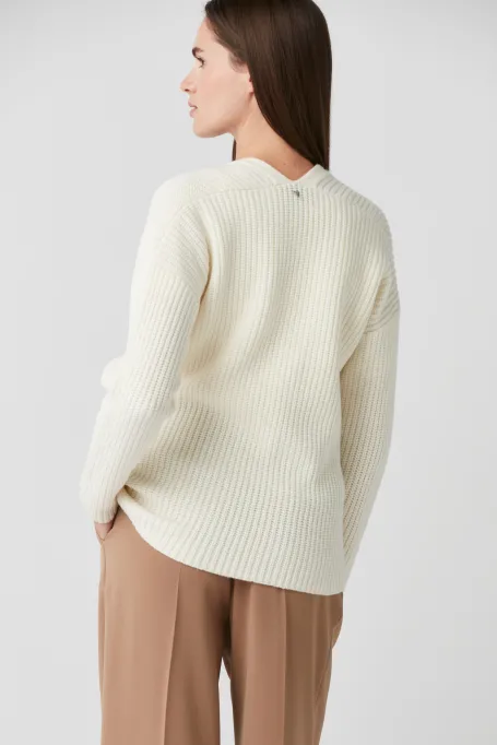 Biały kardigan wełna merynosowa