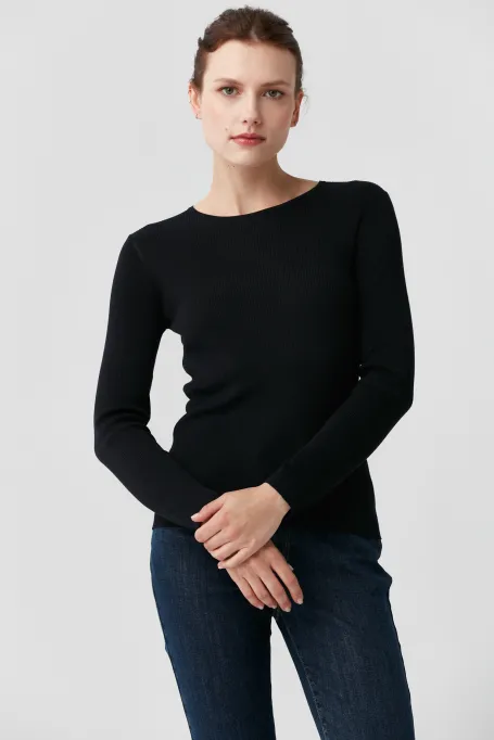 Granatowa bluzka dzianinowa z jedwabiem Emilly