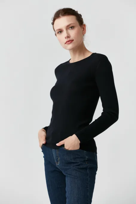 Granatowa bluzka dzianinowa z jedwabiem Emilly