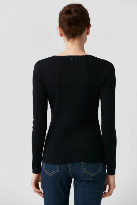 Granatowa bluzka dzianinowa z jedwabiem Emilly