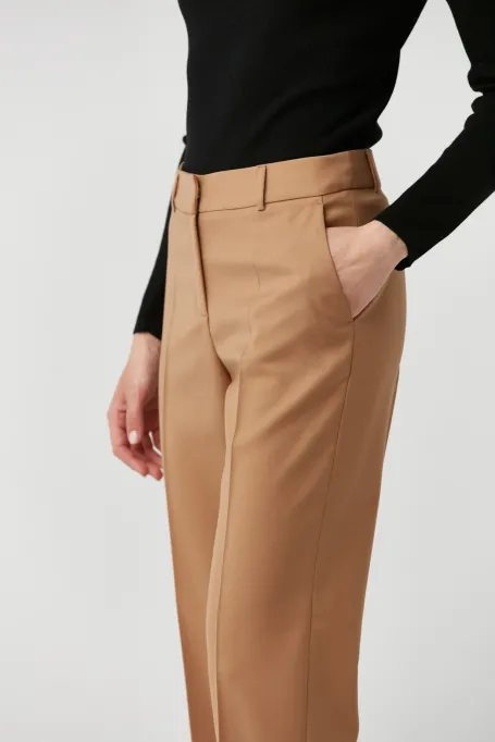 Spodnie z wełną do garnituru Lotto camelowy